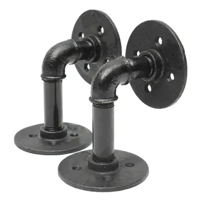 2Pcs Industrial Iron Pipe Shelf Bracket Bookcase Storage Holder Support Stand DIY Home Decor