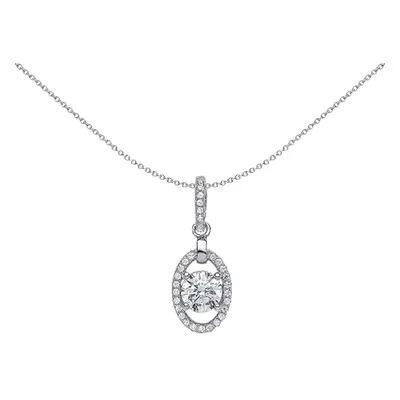 Jewelco London Ladies Sterling Silver Cubic Zirconia Halo Charm Necklace inch - GVP380