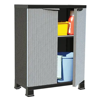 vidaXL Plastic Cabinet Rattan Design Home Organiser Storage Locker Cabinet