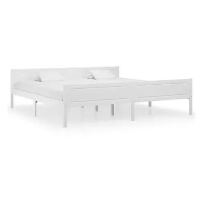 vidaXL Solid Wood Pine Bed Frame White 200x200 cm Wooden Bedstead Bed Base