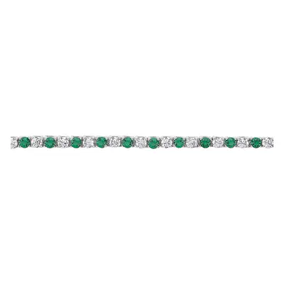 Jewelco London Ladies Sterling Silver Emerald-Green Cubic zirconia Alternating Eternity Tennis B