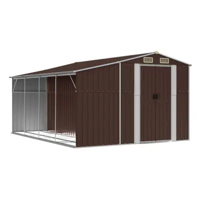 (brown, x 365.5 x cm) vidaXL Garden Shed Metal Shed Outdoor Storage Shed Anthracite Galvanised S