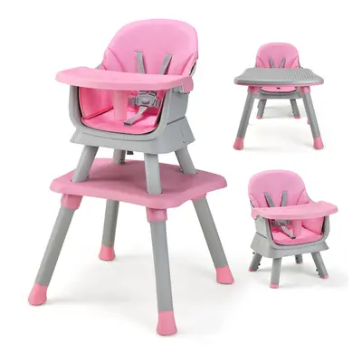 6-in-1 Baby High Chair Convertible Infant Feeding Chair Kids Table Set