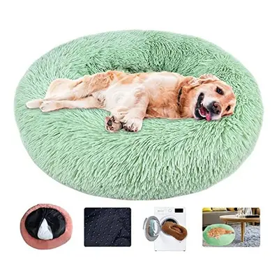 KZhanmy Round Calming Dog Cat Bed Washable,Fluffy Plush Soft Donut Pet Bed Warming Anti-Slip for