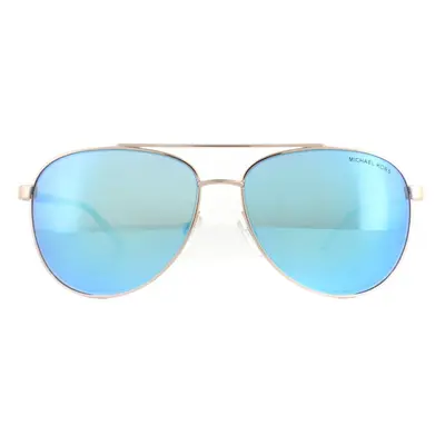 Michael Kors Sunglasses Hvar 104525 Rose Gold White Blue Mirror