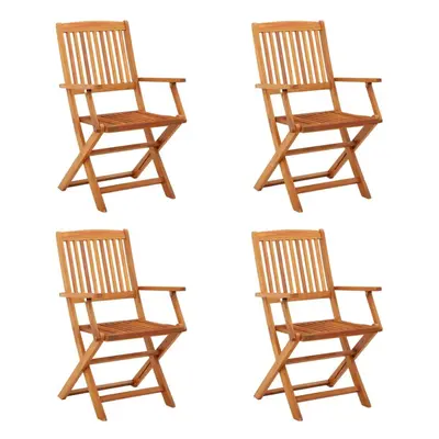 vidaXL 4x Folding Garden Chairs Solid Eucalyptus Wood Wooden Dining Chair