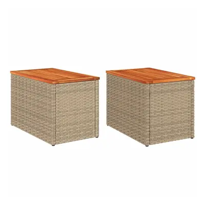 vidaXL Garden Side Tables Dining Table pcs Beige Poly Rattan Solid Wood