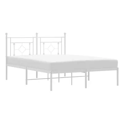 (white, x cm/with headboard) vidaXL Metal Bed Frame Home Bedroom Bed Base Mattress Foundation Be