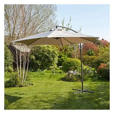 Home Source Gozo 3m Garden Outdoor Overhanging Cantilever Crank Parasol Grey