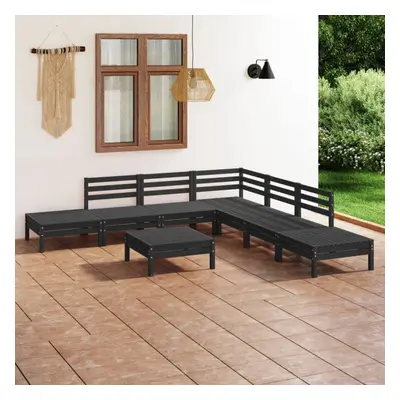 vidaXL Garden Lounge Set Outdoor Sofa Set Couch Piece Solid Pinewood Black