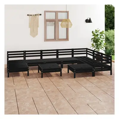 vidaXL Garden Lounge Set Outdoor Lounge Set Piece Solid Wood Pine Black