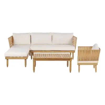 Corner Sofa CREMONA Acacia Wood Off-White