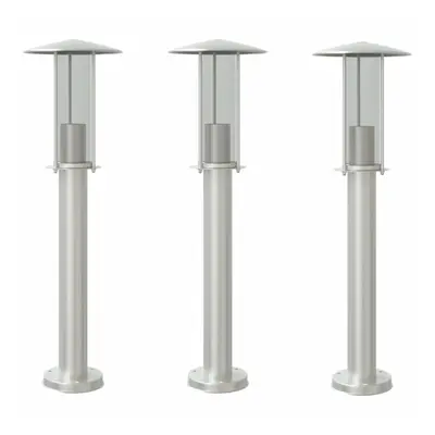 (silver, cm/ pcs) vidaXL Outdoor Floor Lamps Garden Standing Lamp 3pcs Black Stainless Steel