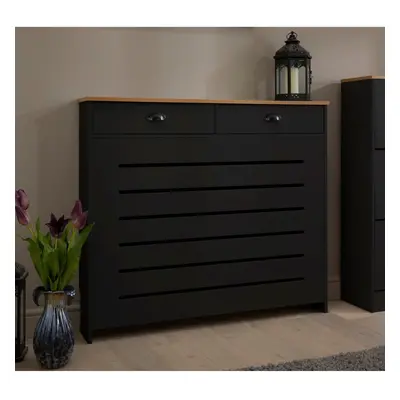 Vale Designs Storage Radiator Cover with Drawers - Black Medium x 965mm