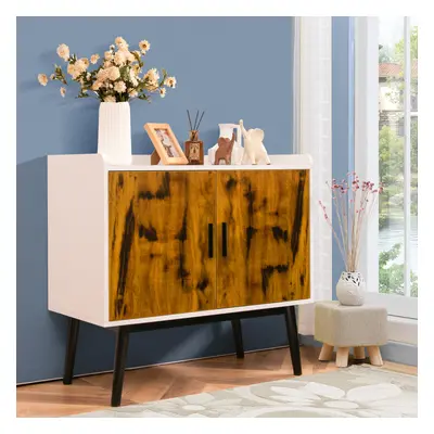 Sideboard Buffet Storage Cabinet w/2 Door Metal Legs Accent Cabinet 32In