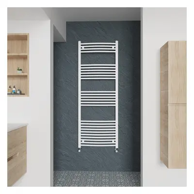 (Curved, 1600x600mm) Warmehaus Heated Towel Rail White Bathroom Ladder Style Radiator Central He