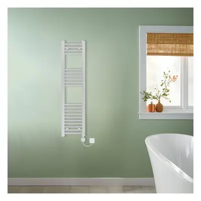 (Chrome, 1200x300mm) NRG Prefilled Thermostatic Electric Curved Heated Towel Rail Radiator