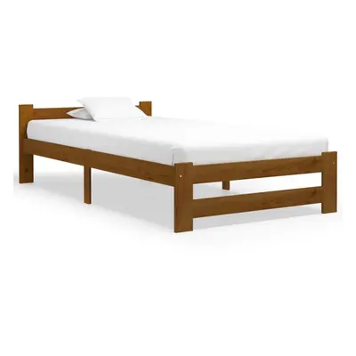 vidaXL Solid Pine Wood Bed Frame Honey Brown 90x200 cm Bedroom Furniture Home