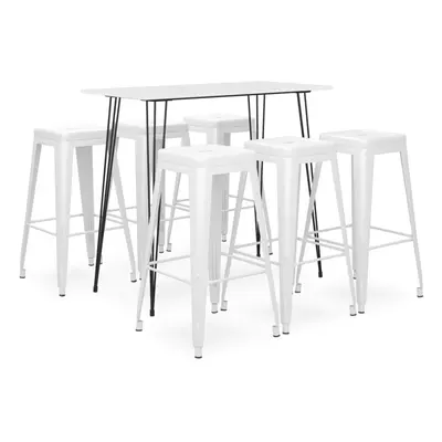 vidaXL Bar Set Piece White Dining Room Kitchen Chair Stool Table Furniture