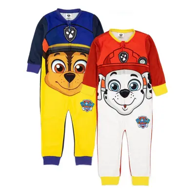 (6-7 Years, Blue/Yellow/White) Paw Patrol Childrens/Kids Chase & Marshall Sleepsuit (Pack of 2)