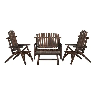 (dark brown, 2x chair + bench + table) vidaXL Garden Lounge Set Wooden Outdoor Table and Chairs 