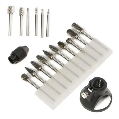 Drill Carving Locator with 0.5-3.2mm Keyless Chuck 6pcs Router Bits and 10pcs Wood Milling Burrs