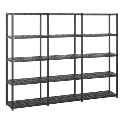 vidaXL Storage Shelf 5-Tier Black Plastic Storage Display Rack Organiser Home