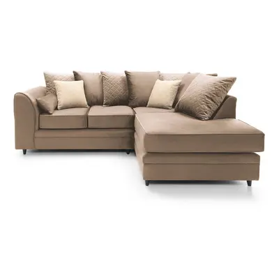 (Tan Brown, Right Facing) Chicago Velvet Corner Sofa