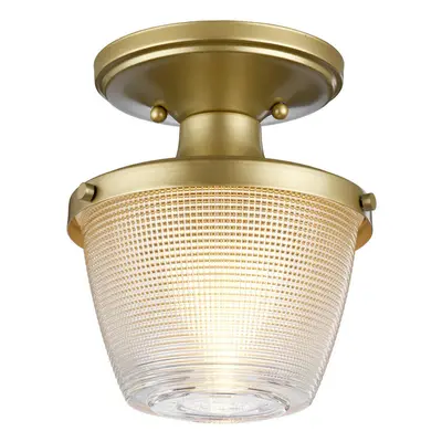 1 Bulb Flush Light IP44 Painted Natural Brass LED E27 60W Bulb