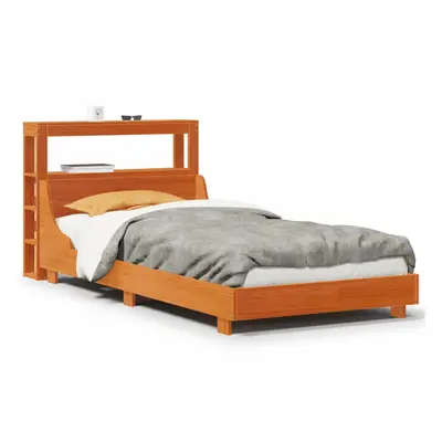 vidaXL Bed Frame with Headboard Bed Wax Brown Small Single Solid Wood Pine