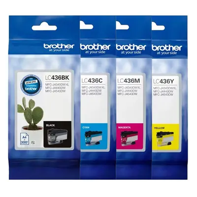 Brother LC436 Black Cyan Magenta Yellow Ink Cartridge Toner Value Pack