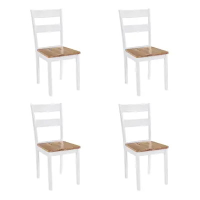 vidaXL 4x Dining Chairs Rubberwood White Living Room Kitchen Furniture Seat