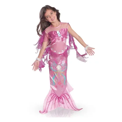 (7 - years (122-128 cm)) Girls' pink sea mermaid costume