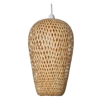 Modern Easy Fit Natural Bamboo Lattice Design Oblong Ceiling Pendant Light Shade