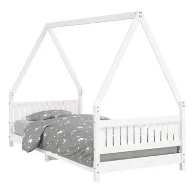 (white, x cm) vidaXL Kids Bed Frame Bedstead Wooden Bed Base White 90x200 cm Solid Wood Pine