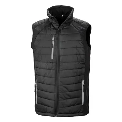 (M, Black/Grey) Result Genuine Recycled Unisex Adult Compass Softshell Padded Gilet