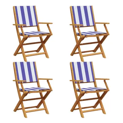 (blue and white, pcs) vidaXL Garden Chairs Outdoor Chair Dining Chair Solid Wood Acacia and Fabr