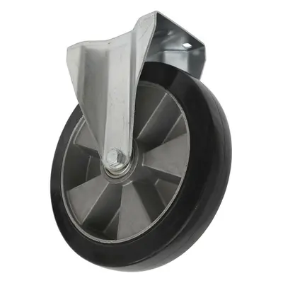 125mm Heavy Duty Fixed Castor Wheel - 50mm Tread - Rubber with Aluminium Core