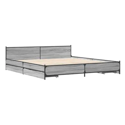 (grey sonoma, x200 cm) vidaXL Bed Frame with Drawers Bed Base Mattress Foundation Engineered Woo