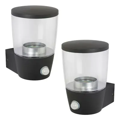 2 PACK IP44 Outdoor Wall Light Modern Cool White Round LED PIR Tea Light Lamp