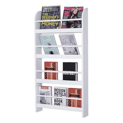 HOMCOM Wall-Mounted/Standing 4-Tier Wood Book Shelf Water Resist