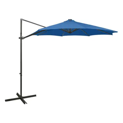 vidaXL Cantilever Garden Parasol with Pole and LED Lights Umbrella Azure Blue