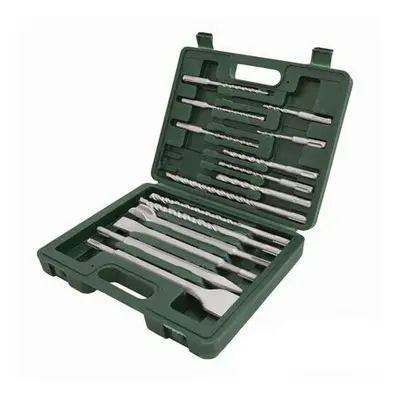 15 Piece SDS Plus Masonry Drill & Steel Chisel Set In Sturdy Case