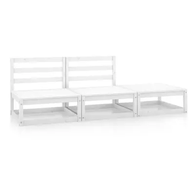 vidaXL Solid Pinewood Garden Lounge Set Piece White outdoor Lounge Sofa