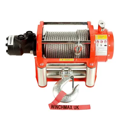 10,000lb Hydraulic Winch. 25m x 9.1mm Steel Rope.