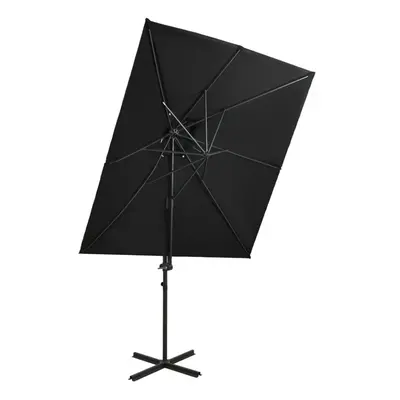 vidaXL Cantilever Umbrella with Double Top Black 250x250 cm Sunshade Parasol