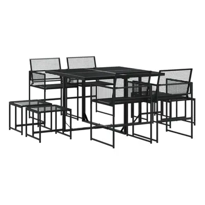 vidaXL Garden Dining Set Piece Outdoor Table and Chair Black Poly Rattan