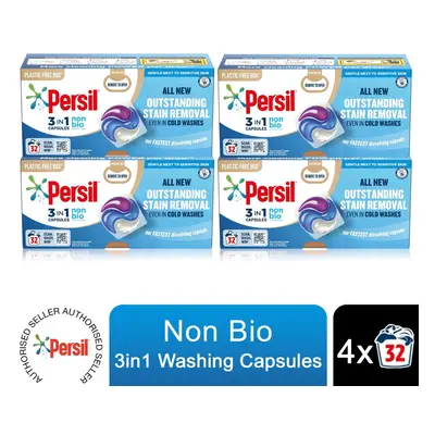 (Buy 4) Persil 3in1 Washing Capsules, Non-Bio - Washes