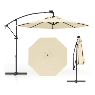 Solar LED Offset Cantilever Umbrella w/ Easy Tilt Adjustment