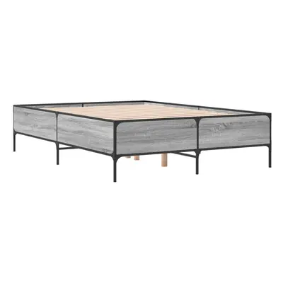 (grey sonoma, x cm) vidaXL Bed Frame Home Bed Base Mattress Foundation Engineered Wood and Metal